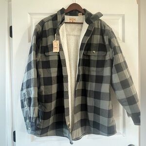 RedHead Men's Black and Gray Buffalo Plaid Sherpa-Lined Jacket